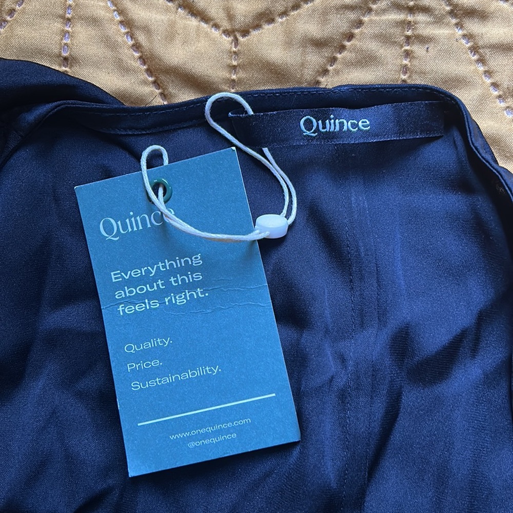 Quince Black Short Sleeve Wrap Mini Dress - Picture 7 of 8
